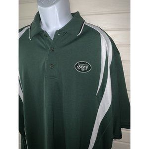 NFL NEW YORK JETS Sz XL Short Sleeve Polo Shirt Green Logo Vented EUC